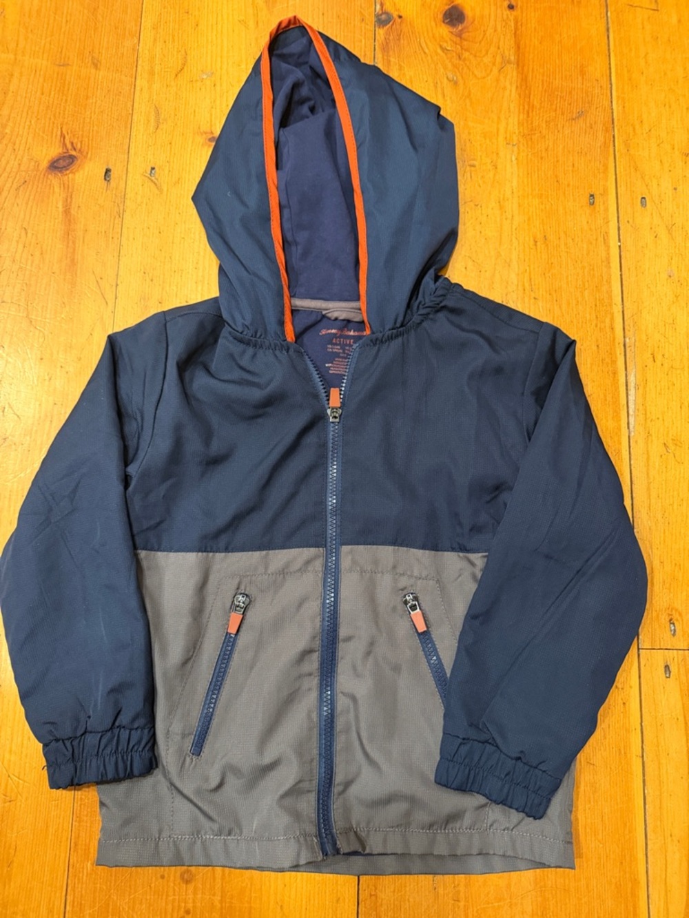 Tommy Bahama Navy and Orange Active Hooded Jacket kids small 5/6